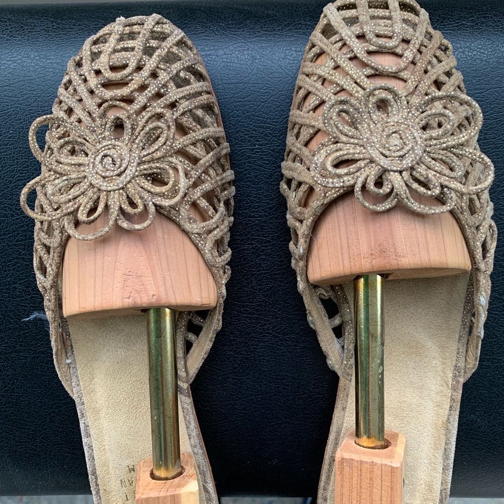 SW Elegant flats, tan with gold flecks, Women's Shoes